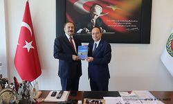 Prof. Dr. Veysel Eroğlu'ndan ATSO Başkanı Hüsnü Serteser"e Kitap Takdimi