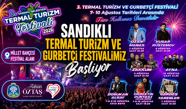 Sandıklı Termal Turizm ve Gurbetçi Festivalimiz Başlıyor