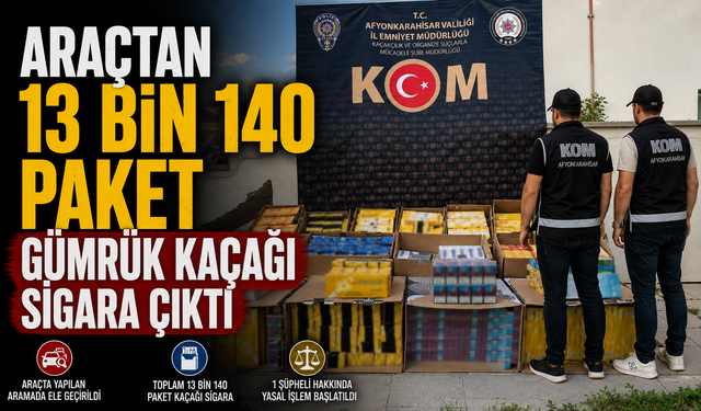Araçtan 13 Bin 140 Paket Gümrük Kaçağı Sigara Çıktı