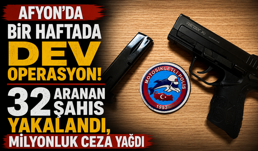 Afyon’da Bir Haftada Dev Operasyon! 32 Aranan Şahıs Yakalandı, Milyonluk Ceza Yağdı